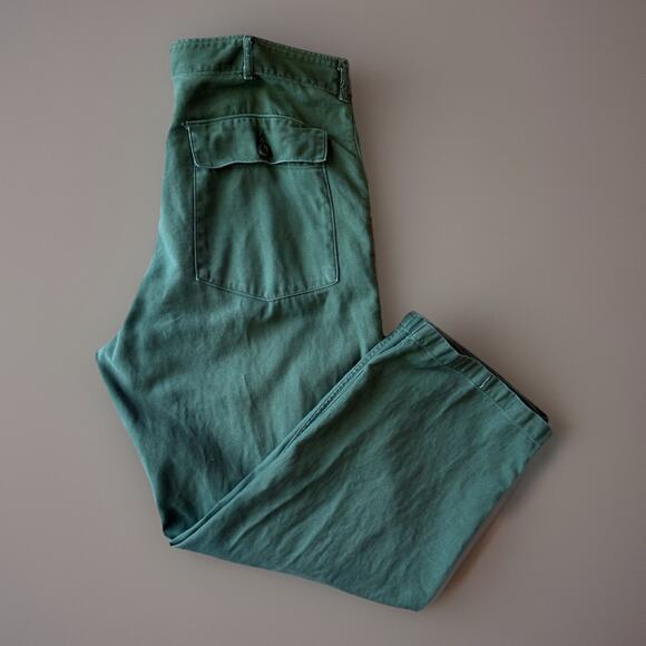 Vintage Military Fatigue Pants 36 Green OG 107 80s Sateen Made in USA Straight - Picture 1 of 11